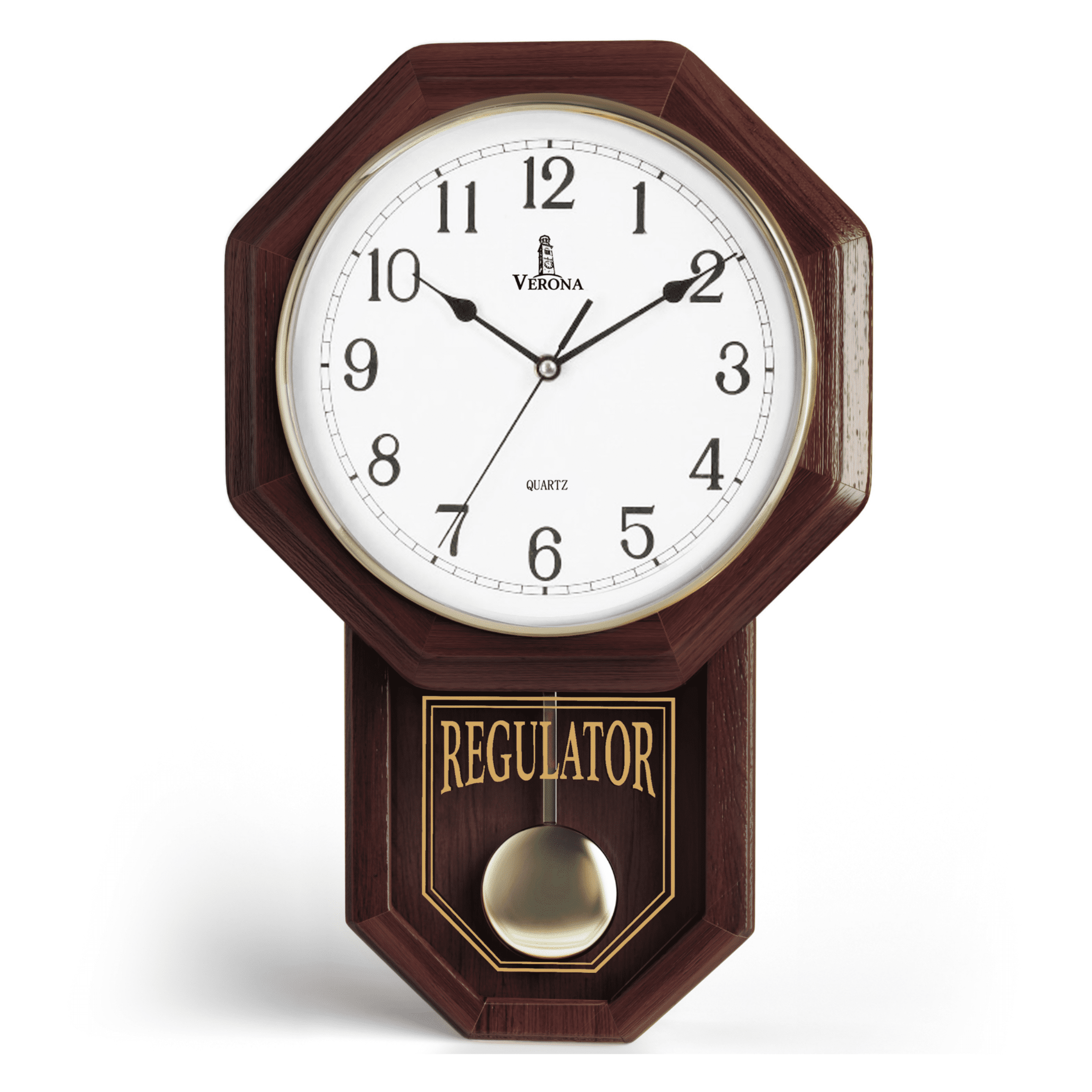 Vintage Dark Brown Wooden Pendulum Wall Clock