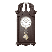 Pendulum Wall Clock, Silent Decorative Wood Pendulum Clock with Swinging Pendulum, Battery Operated, Dark Wooden Design, for Living Room, Dining Room, Kitchen, Office & Home D cor, 23.5x9.25 Inch