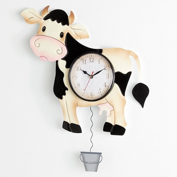 Clock Pendulum Country Theme Barn Cow Pig Rooster