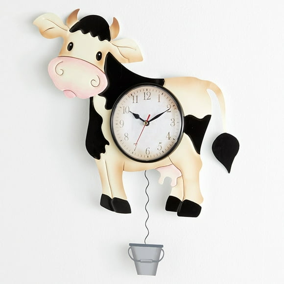 Clock Pendulum Country Theme Cow Pig Barn Rooster - Cow