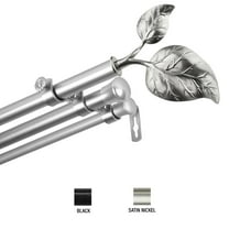 Penelope 13/16 inch Triple Curtain Rod 120-170" - Satin Nickel