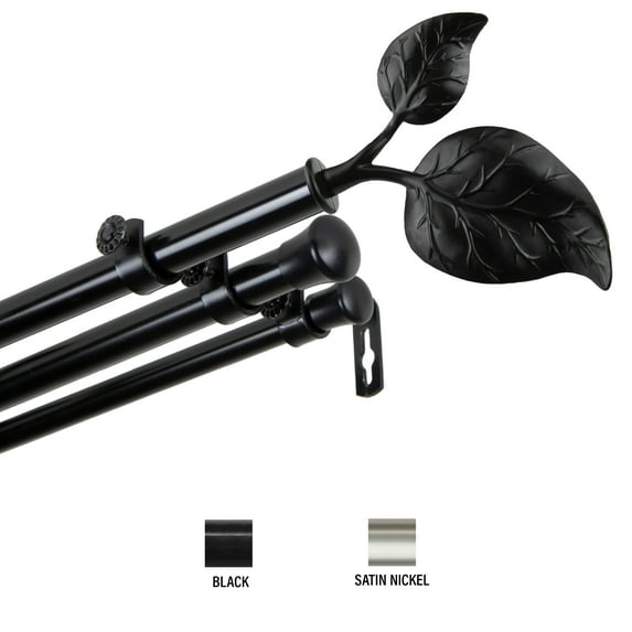 Penelope 13/16 inch Triple Curtain Rod 48-84" - Black