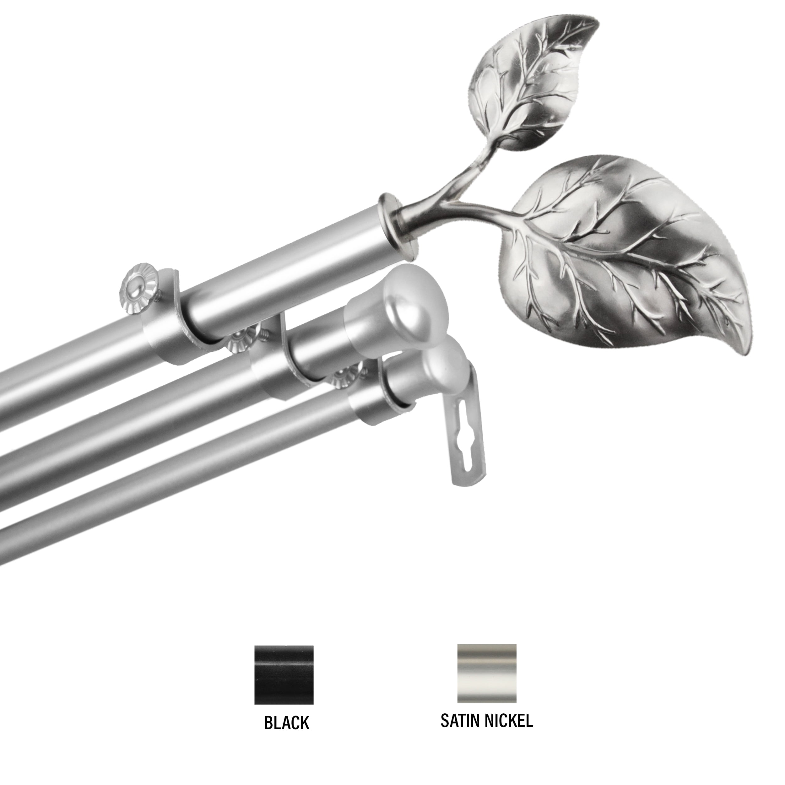 Penelope 13/16 inch Triple Curtain Rod 48-84" - Satin Nickel