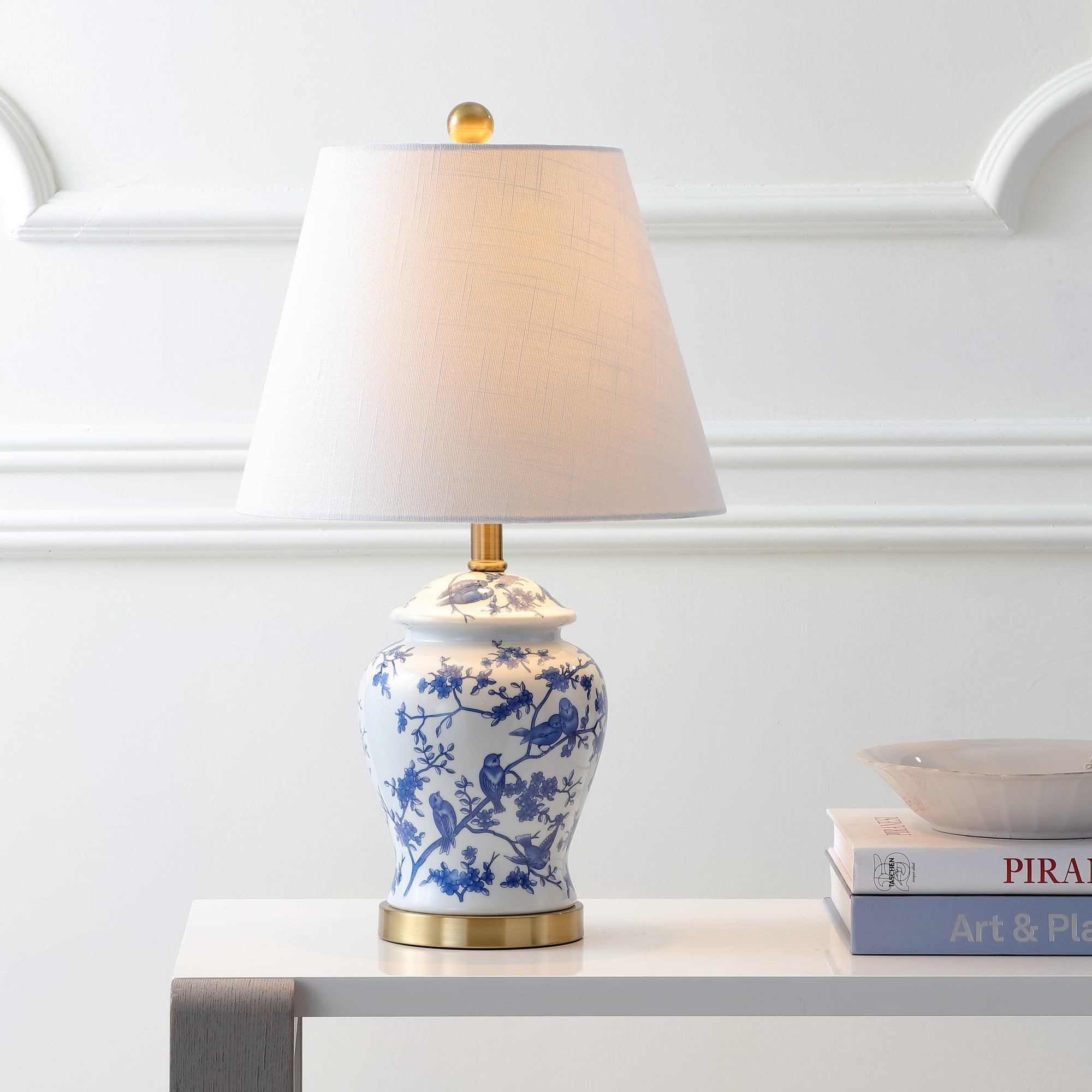 Penelope 22" Chinoiserie Blue and White LED Table Lamp