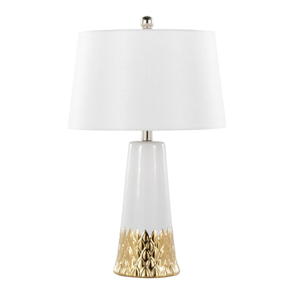 Penelope 22" White Ceramic Table Lamp with Metal Accent