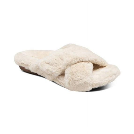Aetrex Women's Penelope Orthopedic Faux Fur House Slippers for Women Bedroom