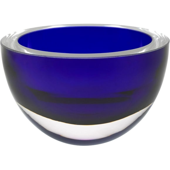 Penelope Crystal Decorative Candy Dish, Crystal Candy Bowl, European Blown Glass Serving Bowl for Nuts, , 6” Diameter, Midnight Blue