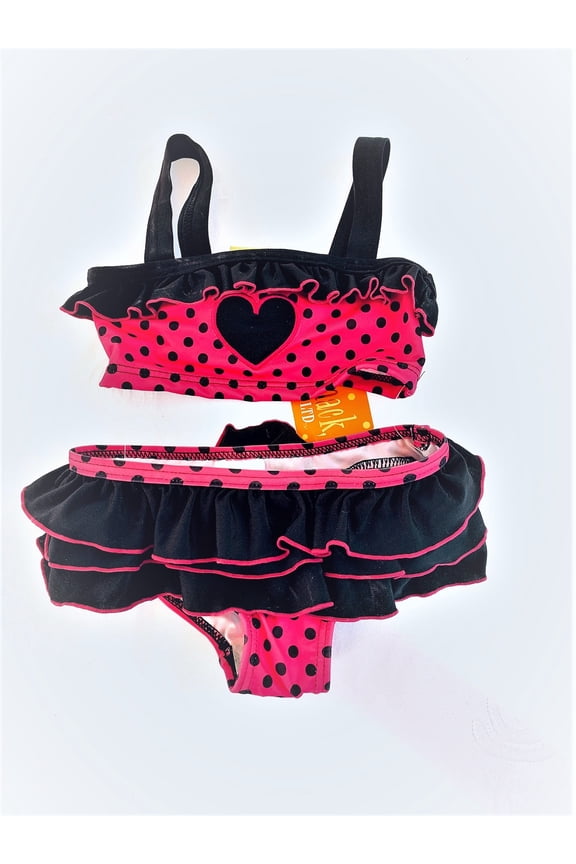 Baby Girl's 2 Pieces Swimwear Tankini Set, Size 2T, Red/Black