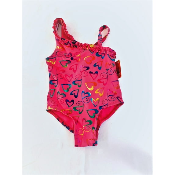 Penelope Mack Girl's 1 Piece Swimwear, Size 4, Pink/Heart