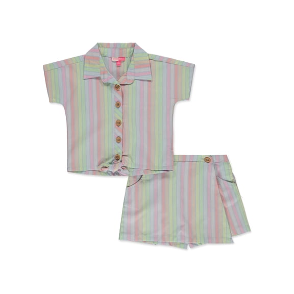 Penelope Mack Girls' 2-Piece Skorts Set Outfit Color: rainbow Size: 4