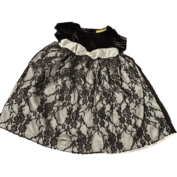Penelope Mack Girls Special occassion dress black velvet and lace 2T