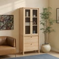 thumbnail image 1 of Penelope Modern Fluted Glass Bookshelf Cabinet with Drawers, Coastal Oak, 1 of 15