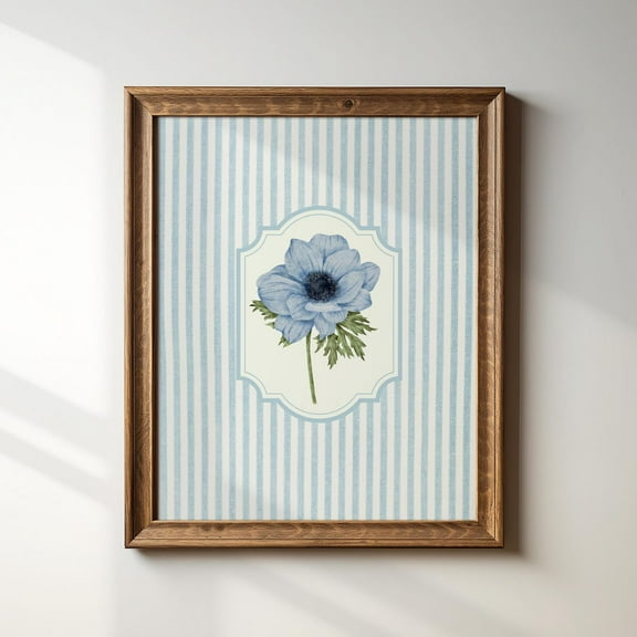 Penelope Striped Floral Art Print, Trendy Decor, Abstract Vintage Painting, English Garden, Floral, Cottage Wall Art, Modern Wall Decor For Living Room, 8x12 UNFRAMED