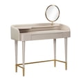 thumbnail image 1 of Penelope Taupe Vegan Leather Wrapped Vanity Desk, 1 of 9