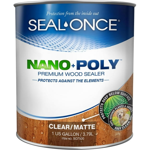 Penetrating Wood Sealer with Polyurethane - 1 Gallon. Water-based, Low-VOC, waterproofer & stain for decks, fences & log homes.