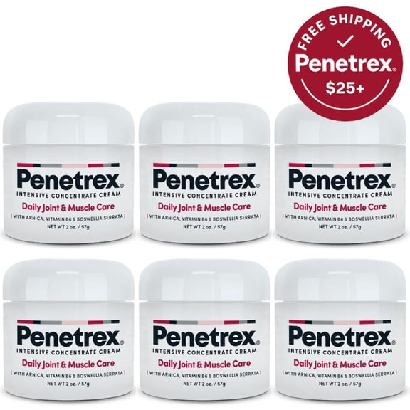 Penetrex Joint & Muscle Therapy 2oz Cream (6-Pack) Intensive Concentrate Rub for Joint and Muscle Recovery, Premium Formula with Arnica, Vitamin B6 and MSM Provides Relief for Back
