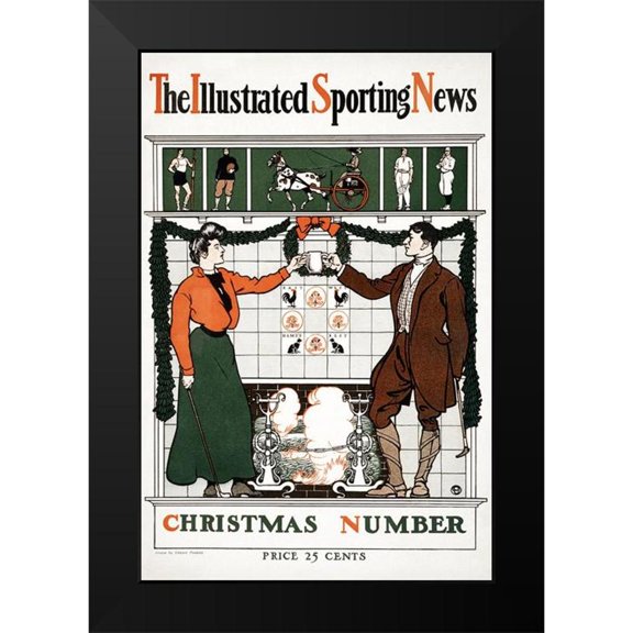 Penfield, Edward 11x14 Black Modern Framed Museum Art Print Titled - The Illustrated Sporting News. Christmas number