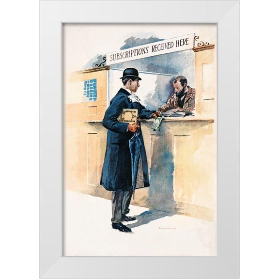 Penfield, Edward 11x14 White Modern Wood Framed Museum Art Print Titled - Man Getting Medicines