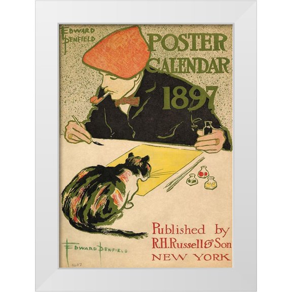 Penfield, Edward 11x14 White Modern Wood Framed Museum Art Print Titled - R.H. Russell and Son Calendar, 1897