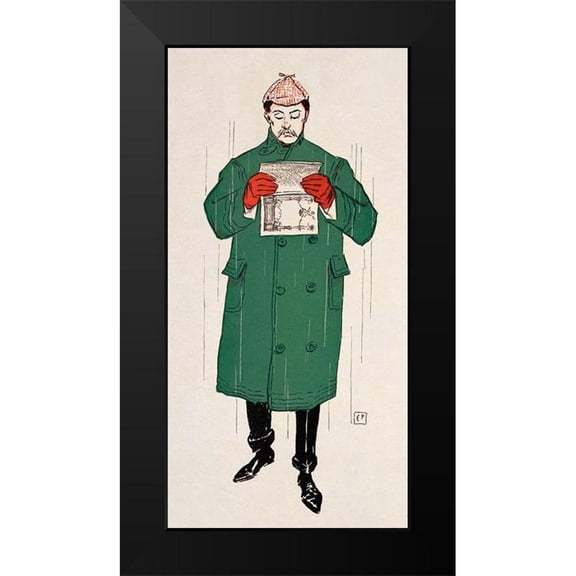 Penfield, Edward 11x18 Black Modern Framed Museum Art Print Titled - Man Reading Book