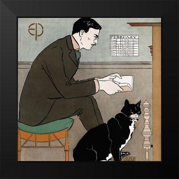 Penfield, Edward 12x12 Black Modern Framed Museum Art Print Titled - Self Portrait 1898