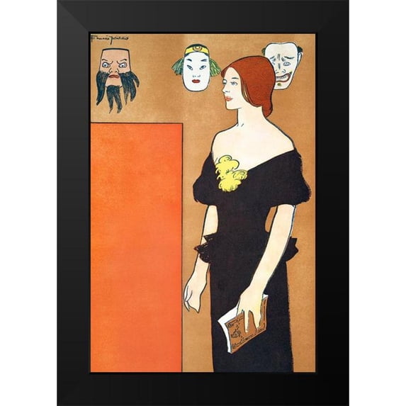 Penfield, Edward 13x18 Black Modern Framed Museum Art Print Titled - Woman in Black Dress