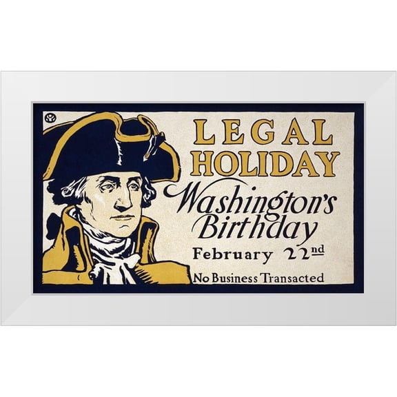 Penfield, Edward 14x10 White Modern Wood Framed Museum Art Print Titled - Legal Holiday-Washingtons Birthday