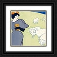 thumbnail image 1 of Penfield, Edward 15x15 Black Ornate Wood Framed with Double Matting Museum Art Print Titled - Woman and sheep, 1 of 4
