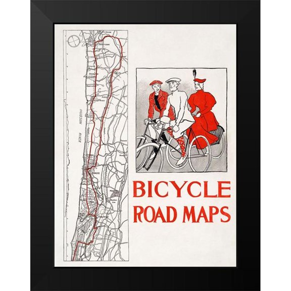 Penfield, Edward 15x18 Black Modern Framed Museum Art Print Titled - Bicycle road maps