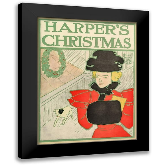 Penfield, Edward 15x18 Black Modern Framed Museum Art Print Titled - Harpers Christmas 1896