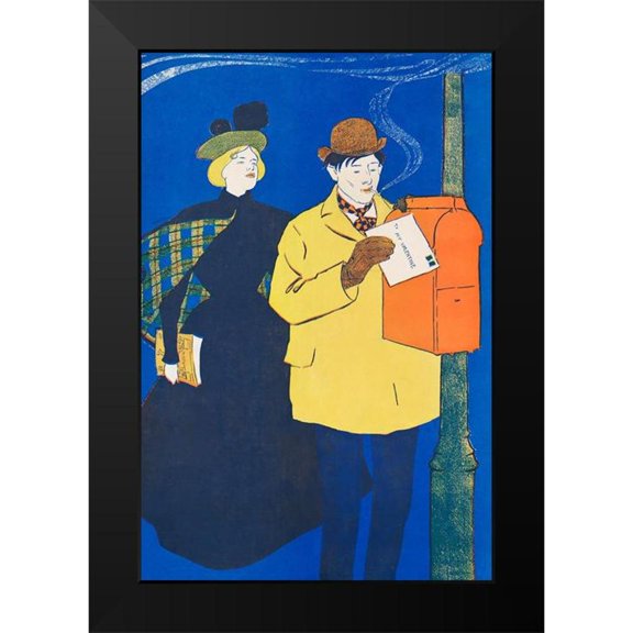 Penfield, Edward 17x24 Black Modern Framed Museum Art Print Titled - Man and Woman sending letter