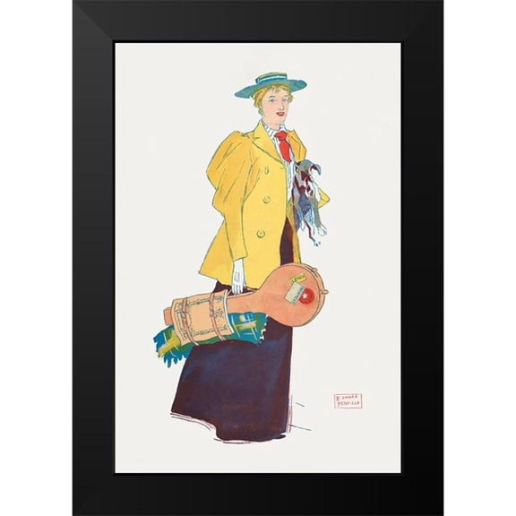 Penfield, Edward 17x24 Black Modern Framed Museum Art Print Titled - Woman holding dog and stuffs