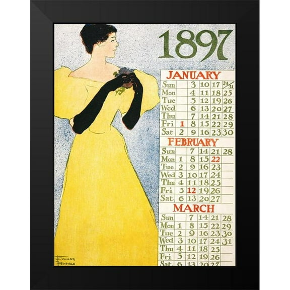 Penfield, Edward 19x24 Black Modern Framed Museum Art Print Titled - Calendar 1897