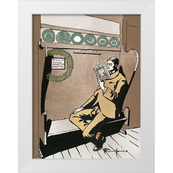 Penfield, Edward 19x24 White Modern Wood Framed Museum Art Print Titled - Vintage Christmas