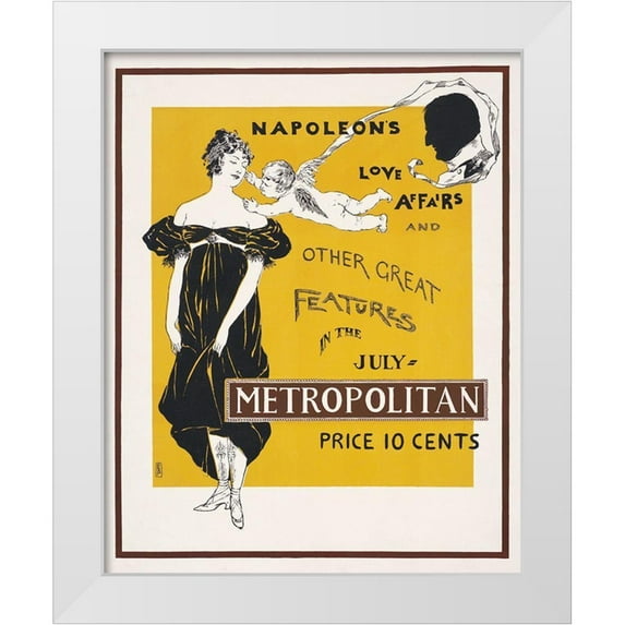 Penfield, Edward 20x24 White Modern Wood Framed Museum Art Print Titled - Napoleons love affairs and other great features in the July Metropolitan