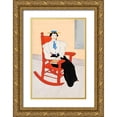 thumbnail image 1 of Penfield, Edward 23x32 Gold Ornate Wood Framed with Double Matting Museum Art Print Titled - Young Woman Seated in a Red Rocking Chair, 1 of 4