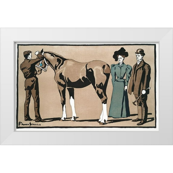 Penfield, Edward 24x16 White Modern Wood Framed Museum Art Print Titled - People and horse