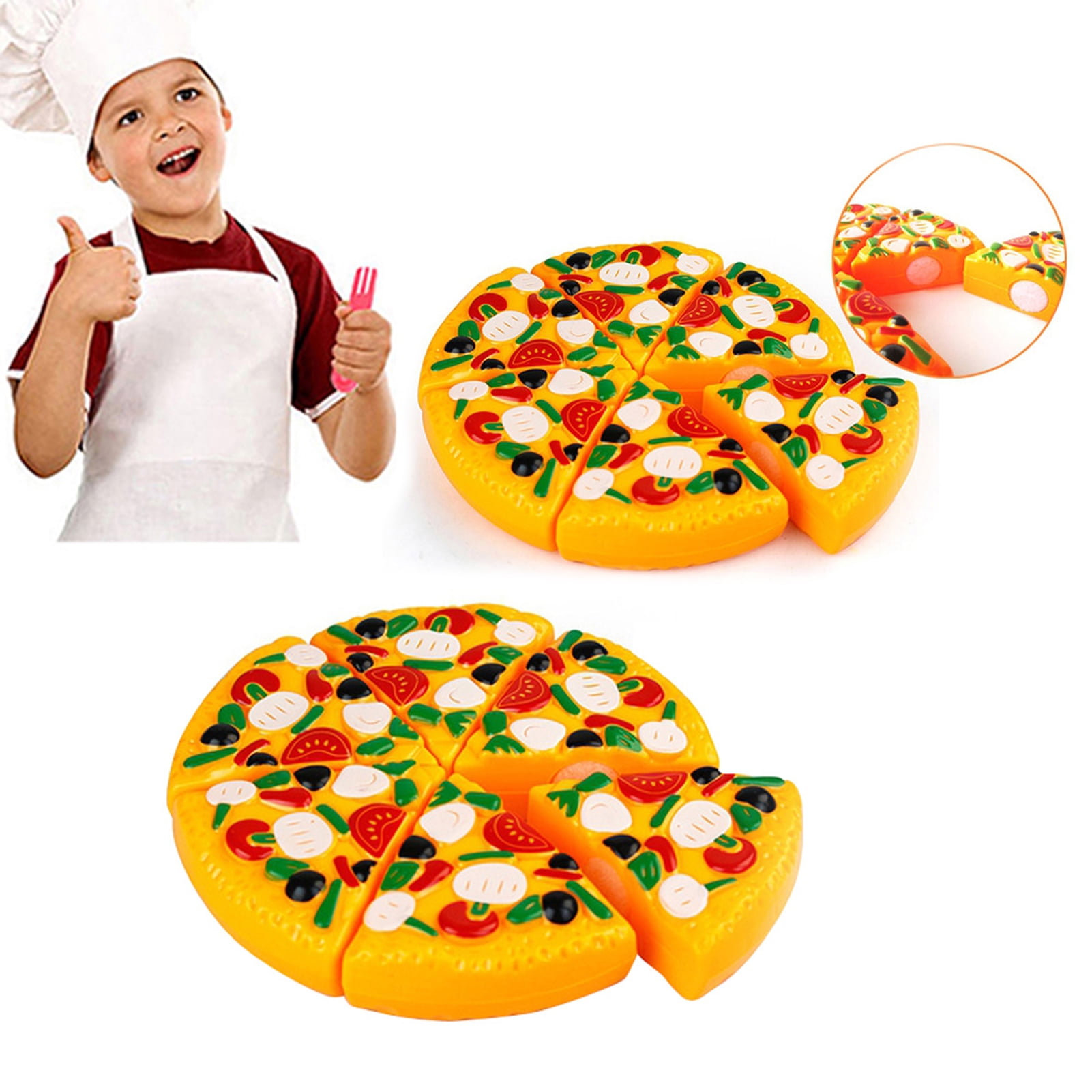 Play Food Set,simulated Pizza Cutting Toys,safe Role Play Wooden Toys For Kids  Children Learning & Educational Gift(1set, Color)