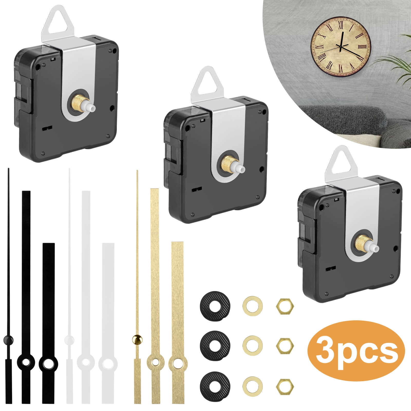 Pengug 3pcs Quartz Clock Movement Hands Mechanism DIY Replacement ...