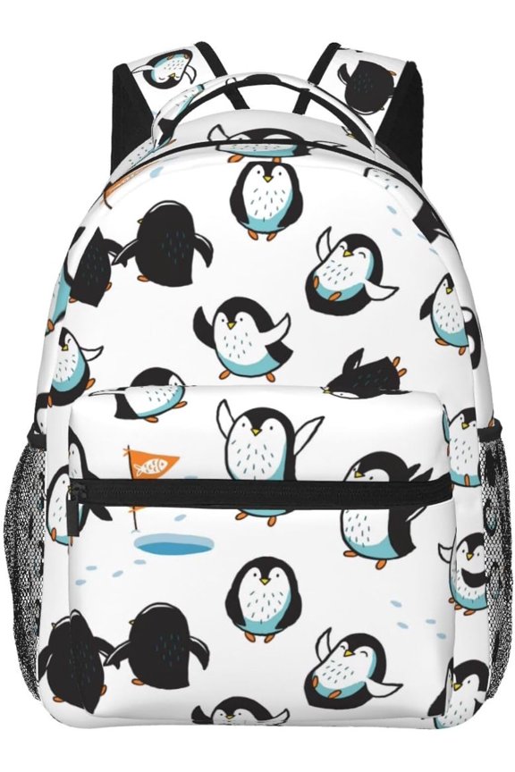Penguin 01 Travel Laptop Backpack Women Bookbag Lightweight Adjustable College Backpack Fits 15.6 Inch