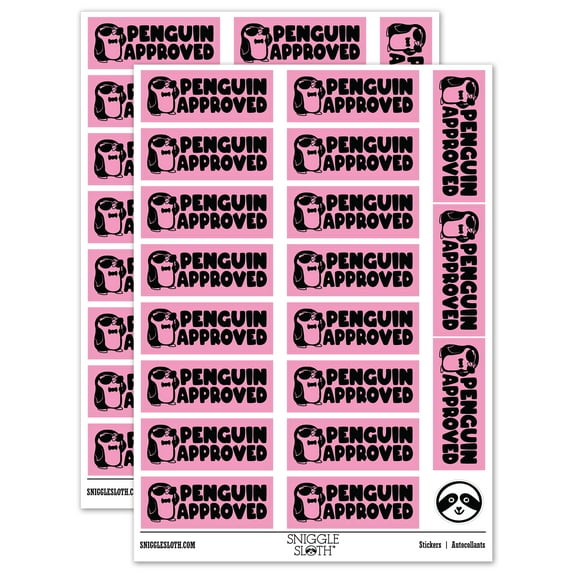 Penguin Approved Teacher Student School Sticker Set - Light Pink - Matte Finish - 2.00" Large