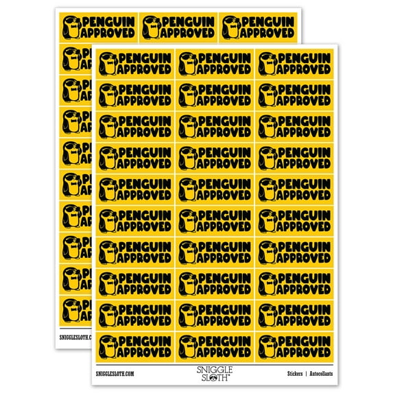 Penguin Approved Teacher Student School Sticker Set - Yellow - Gloss Finish - 1.75" Medium
