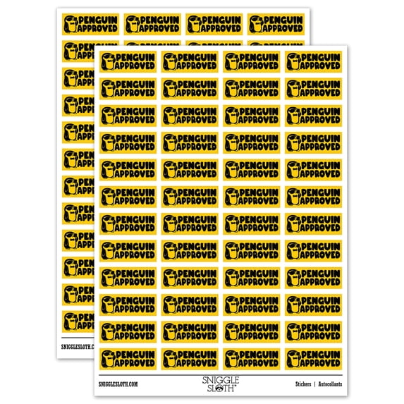 Penguin Approved Teacher Student School Sticker Set - Yellow - Matte Finish - 1.25" Mini