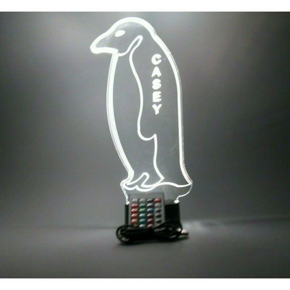 Penguin Aquatic Flightless Seabirds Bird Night Light Up Desk Table Lamp LED Personalized Engraved, Our Newest Feature - It's Wow, with Remote, 16 Color Options, Dimmer, Free Engraved, Great Gift