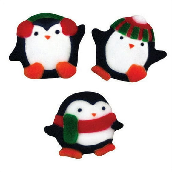 Penguin Assortment Christmas Sugar Decorations Toppers Party Favors Cookie Cupcake Cake 12 Count