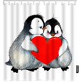 thumbnail image 1 of Penguin Bathroom Shower Curtain Valentine''s Day Love Cute Animal Penguins Holding Red Heart Shower Curtains Home Decorative Waterproof Polyester Fabric Shower Curtain with Hooks 72x72 Inch, 1 of 5