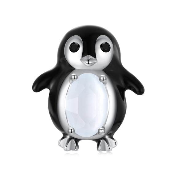Penguin Beaded Bracelet Charm, 925 Sterling Silver Accessory, Compatible with 3mm-4.5mm Bracelet