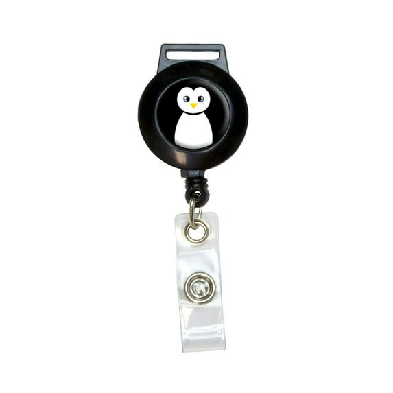 Penguin - Black and White Retractable Badge Card ID Holder