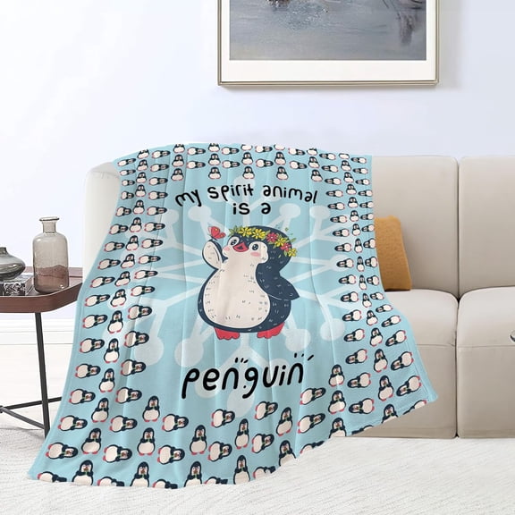 Penguin Blanket Cute Penguins Decor Throw Blankets Cozy Fleece Flannel Blanket Plush Lightweight Blanket Stuff Penguin Gifts for Girls Boys Women Kids Teens Adults for Couch Sofa Bed 60"X80"