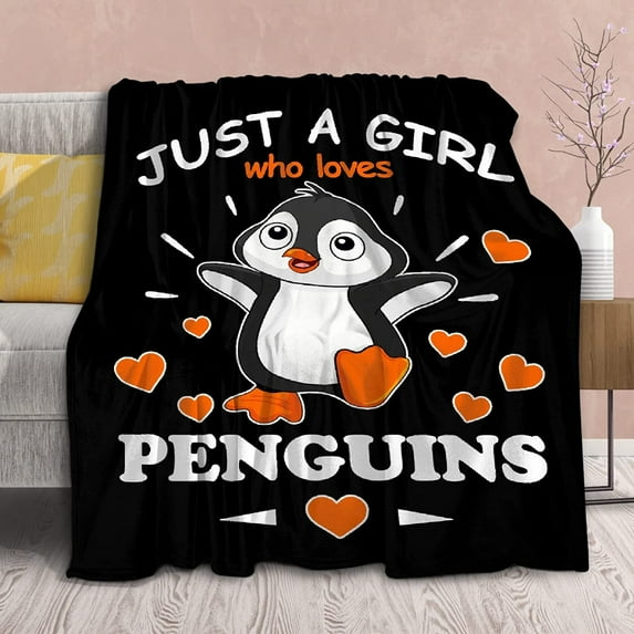 Penguin Blanket,Gifts for Girls Loves Cute Penguins Animals Plush Throw,Super Soft Flannel Fleece,Warm Throw Blankets,Lightweight Comfy Sheet for Couch Bed Sofa,80"x60" Queen for Women Men